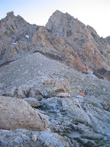 Tall rocky ledge.