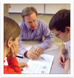 Dr. Dorff teaching two students